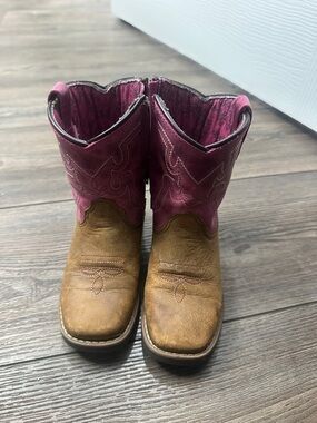 Shyanne Brown & Pink Girls Western Cowboy Boots